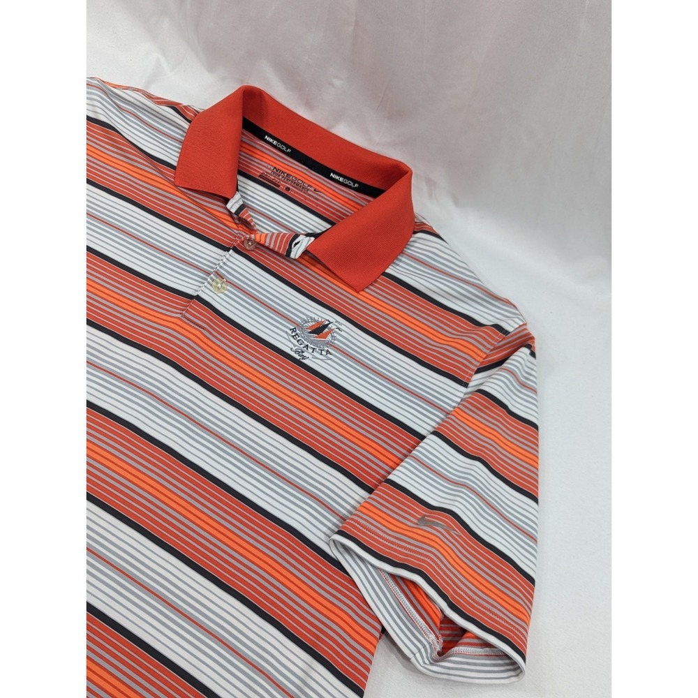 Nike Tour Performance Golf Polo Shirt Large  Striped  Regatta Bay‎ Embroidered